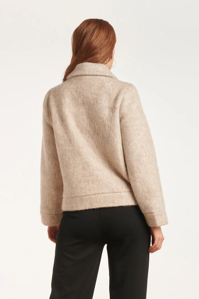 Wool Blend Short Coat in Sand