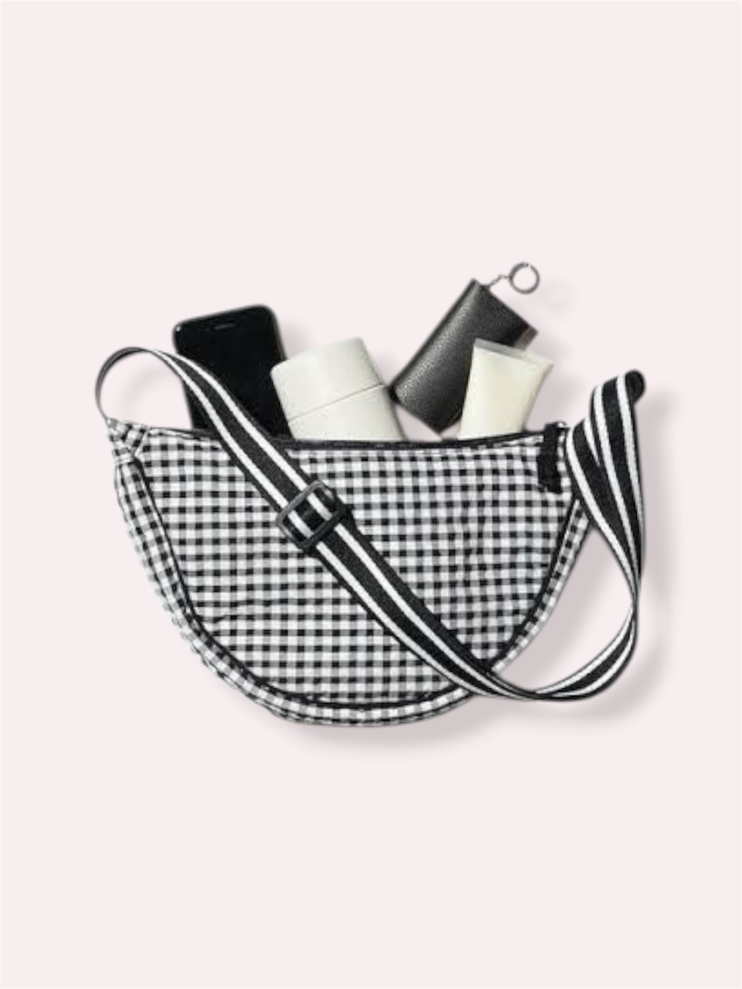Half Moon Gingham Bag in Black & White
