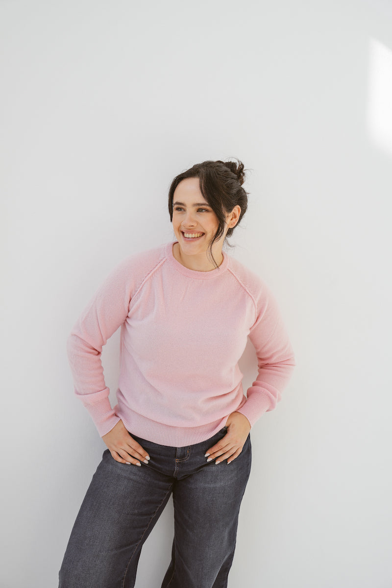 Pure Cashmere Raglan Sleeve Sweater in Ballet