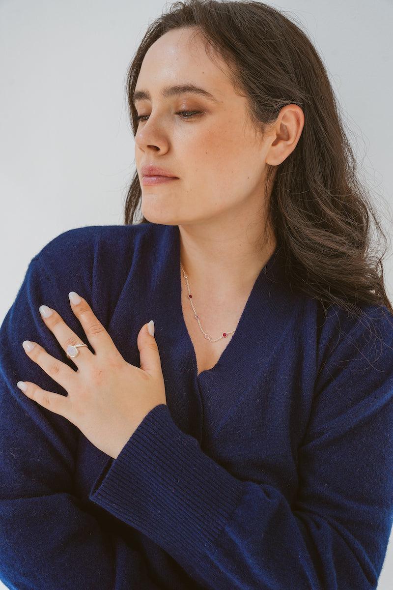 Pure Cashmere Wrap Cardigan in Cosmos Navy