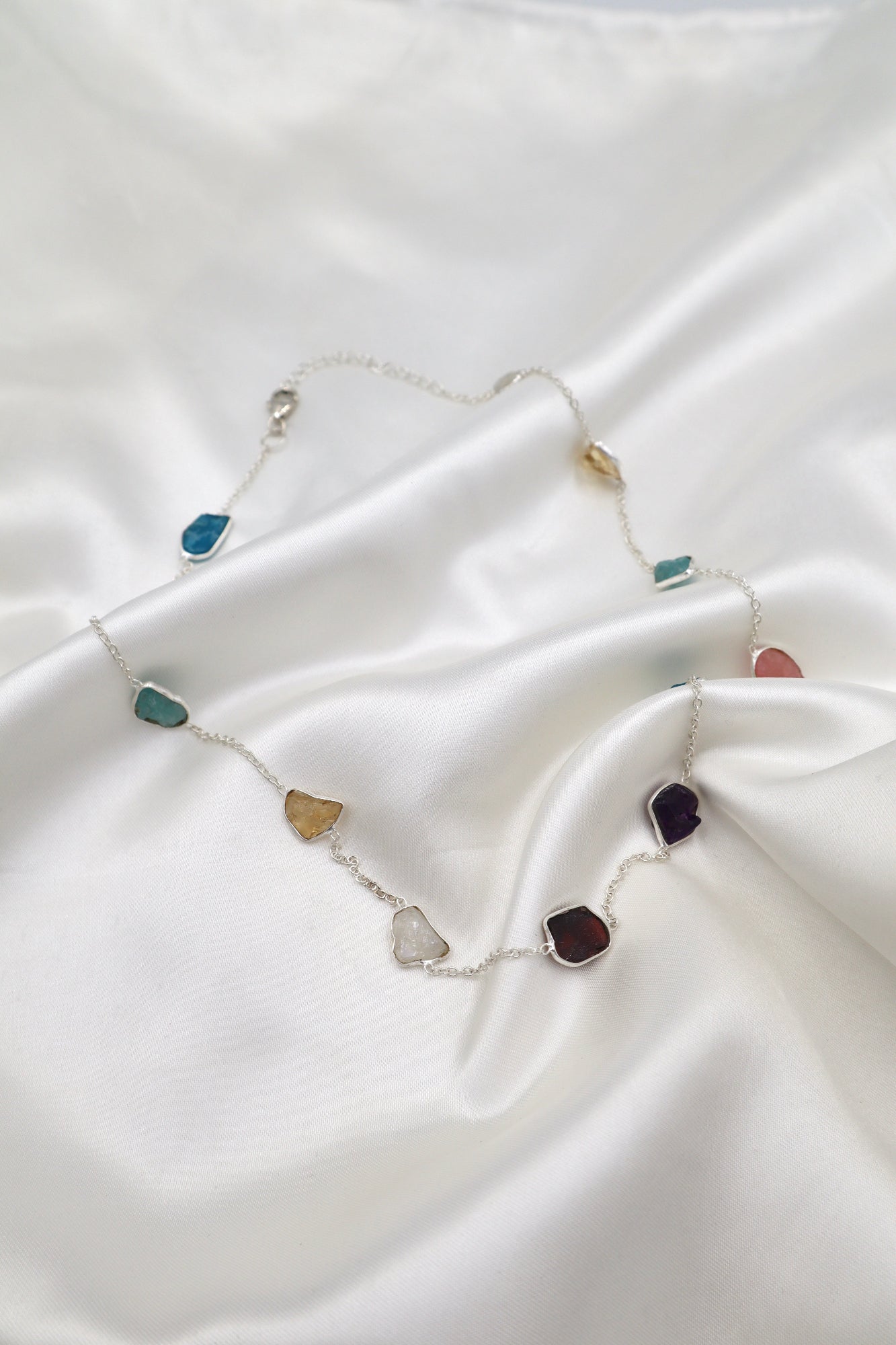 Sterling Silver 55cm Rough Stone Necklace