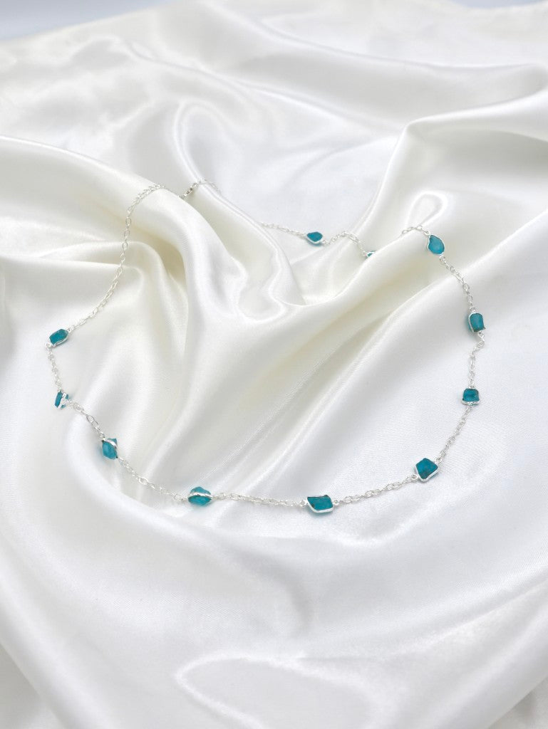 60cm Rough Neon Apatite Stone Necklace