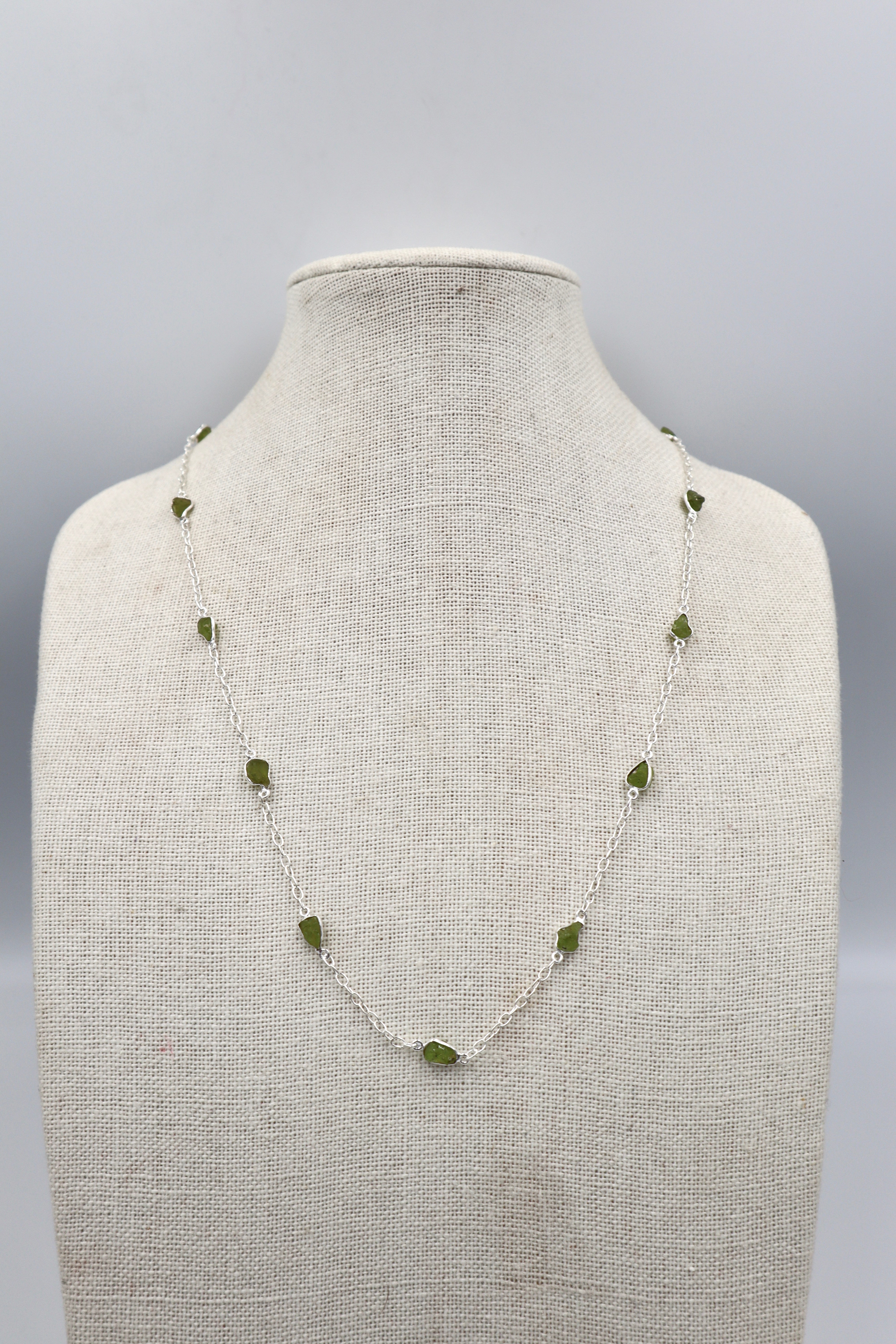 60cm Rough Peridot Stone Necklace