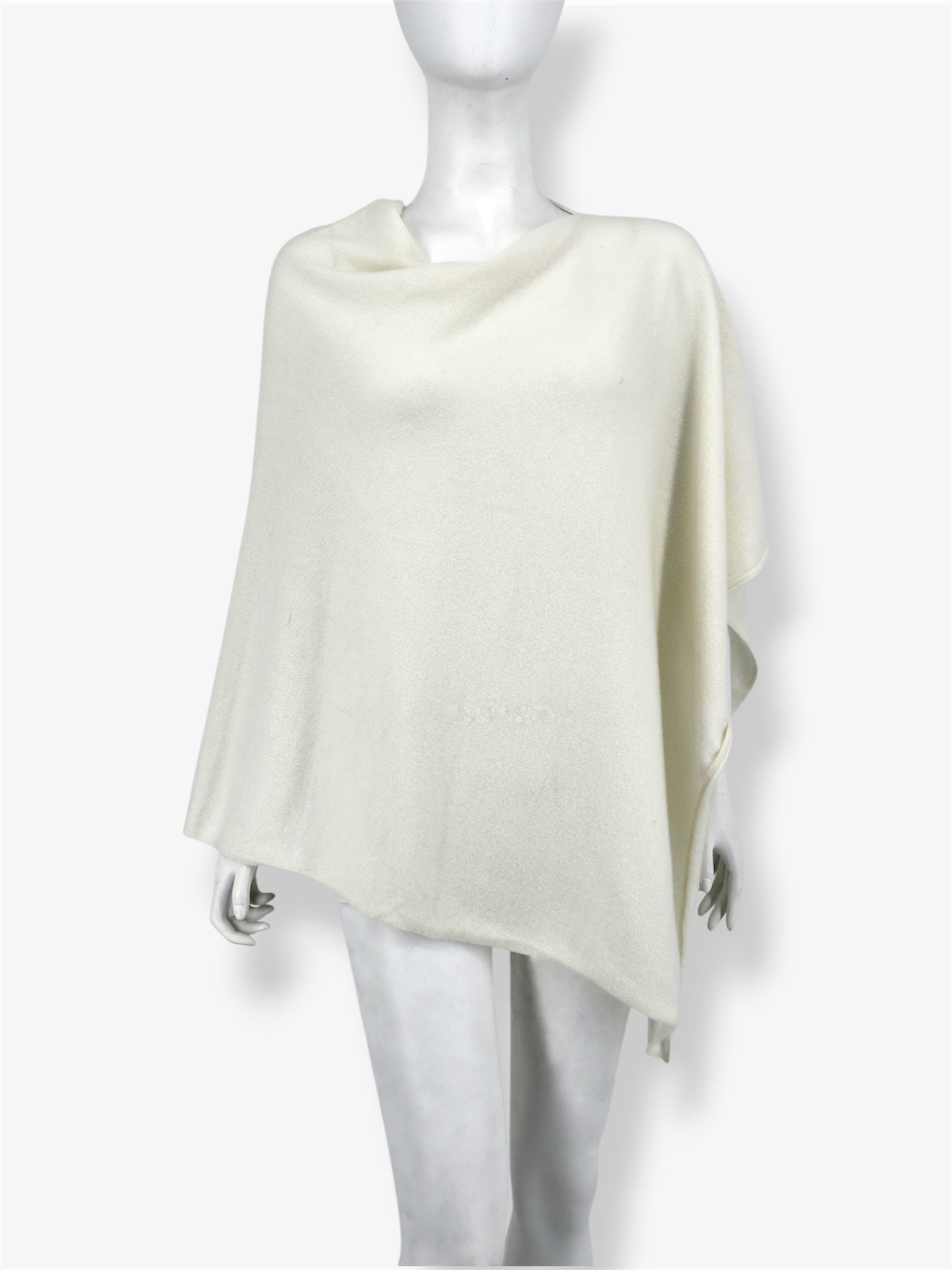 Womens Cashmere Poncho in Eco White