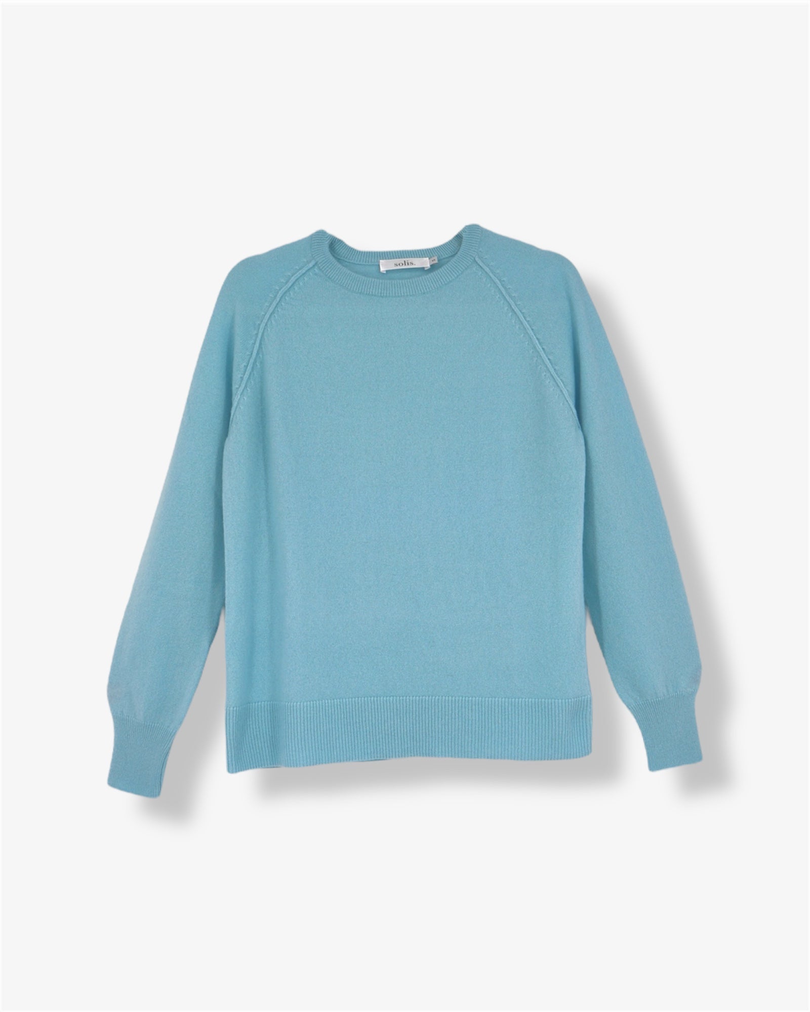 Pure Cashmere Raglan Sleeve Sweater in Aqua