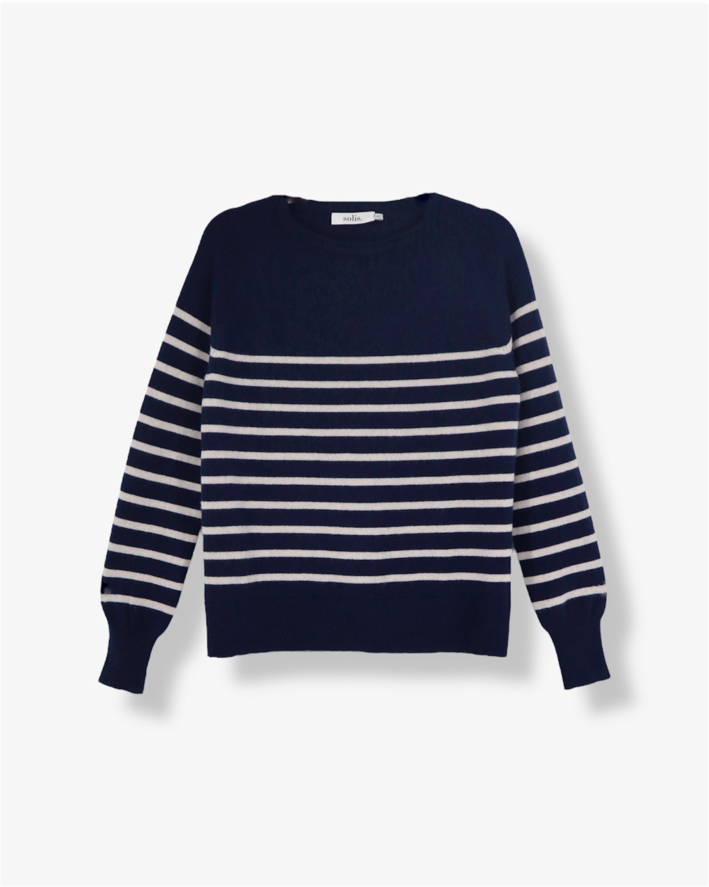 Pure Cashmere Striped Raglan Sleeve Sweater in Navy