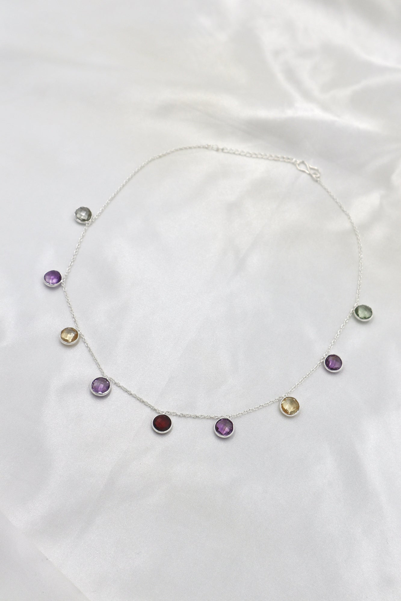 Sterling Silver Faceted Stone Necklace
