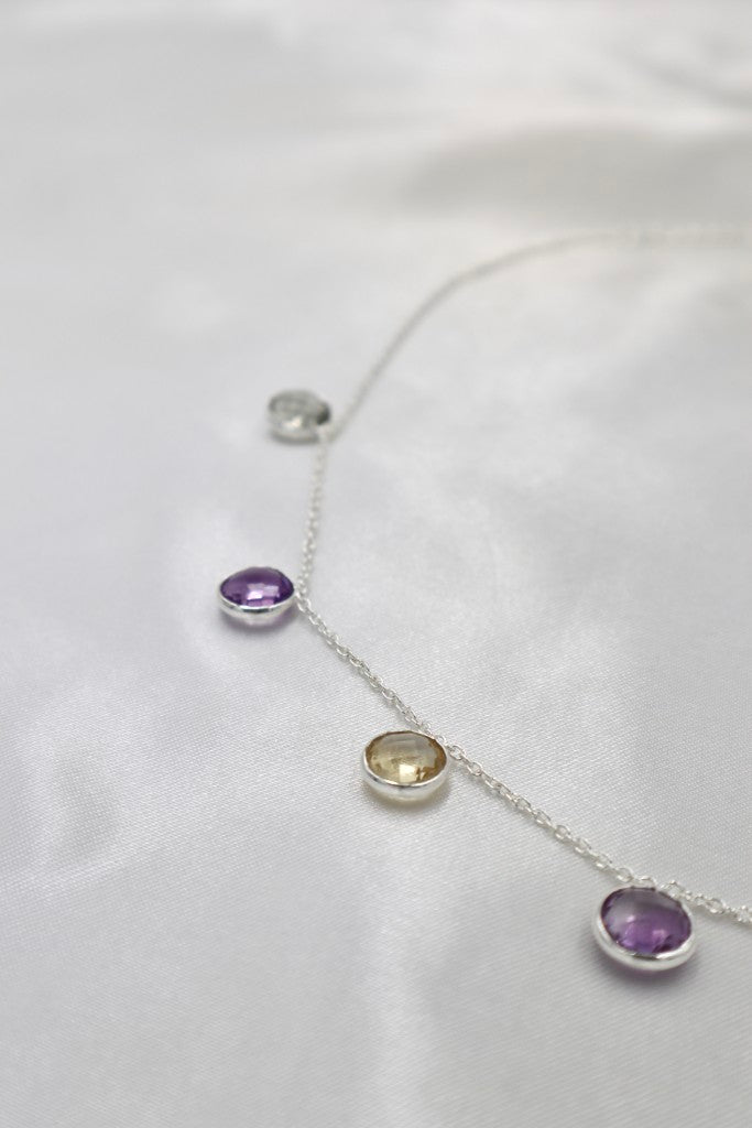 Sterling Silver Faceted Stone Necklace