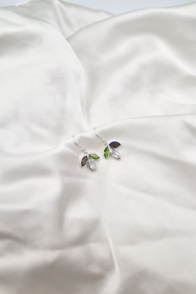 Mabel Sterling Silver Earrings in Peridot / Labradorite / Moonstone