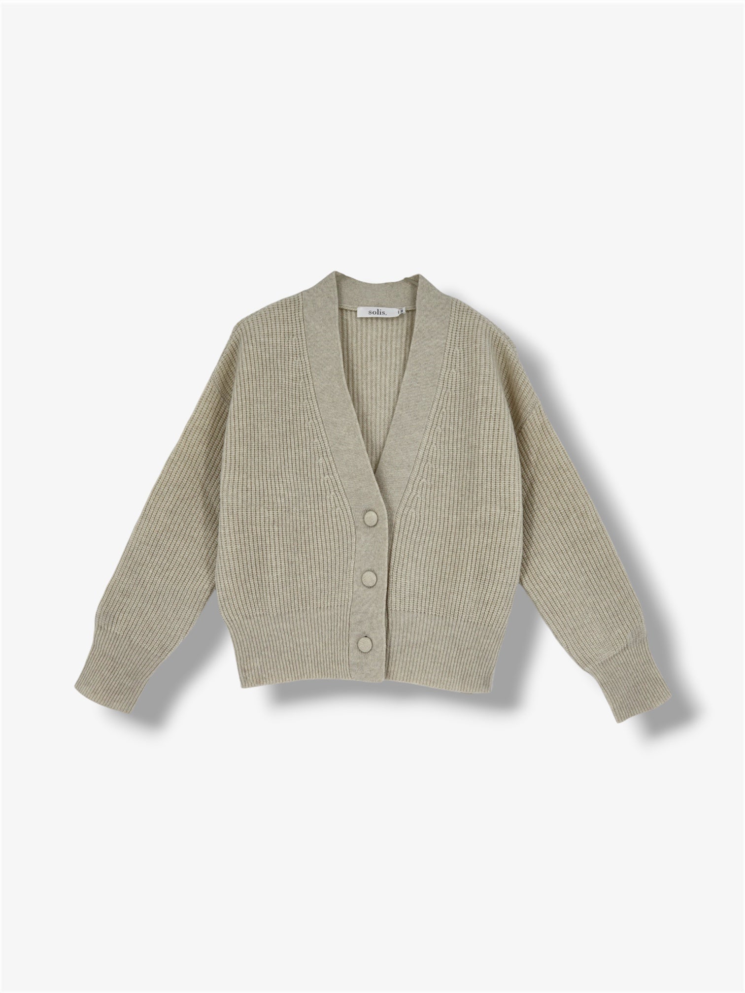 Pure Wool Boxy Cardi in Sand