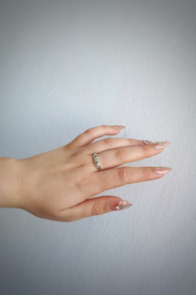 Sterling Silver Abalone 3 Dots Ring