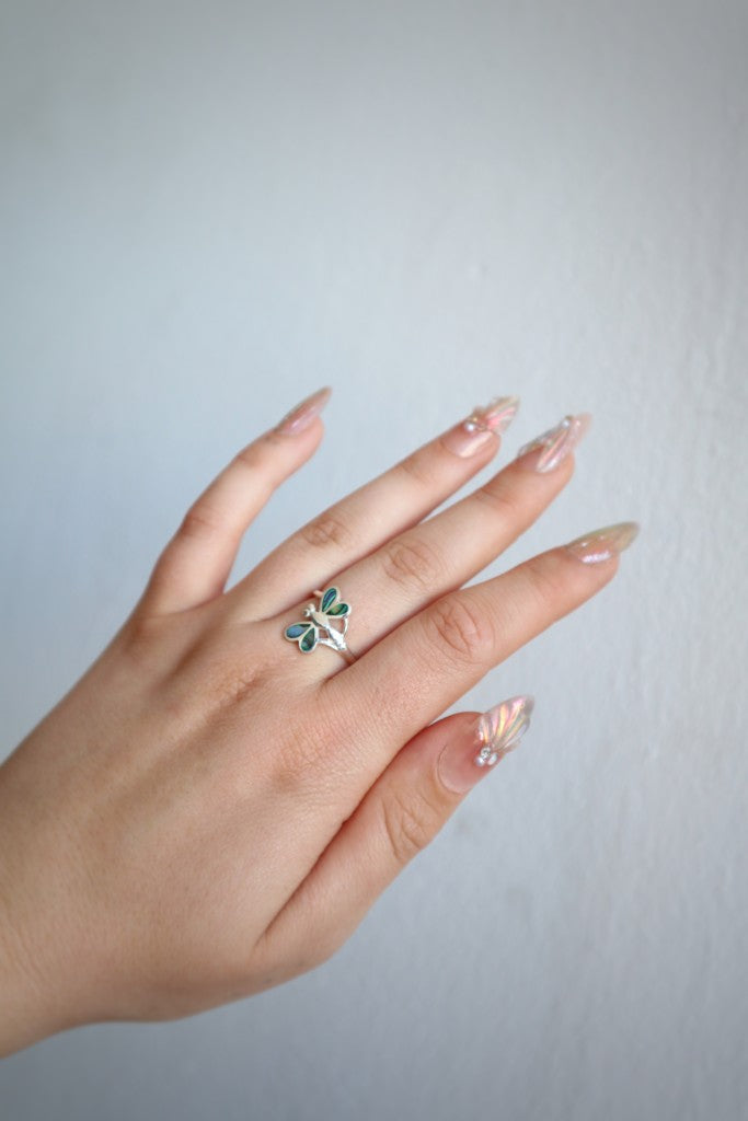 Sterling Silver Abalone Dragonfly Ring