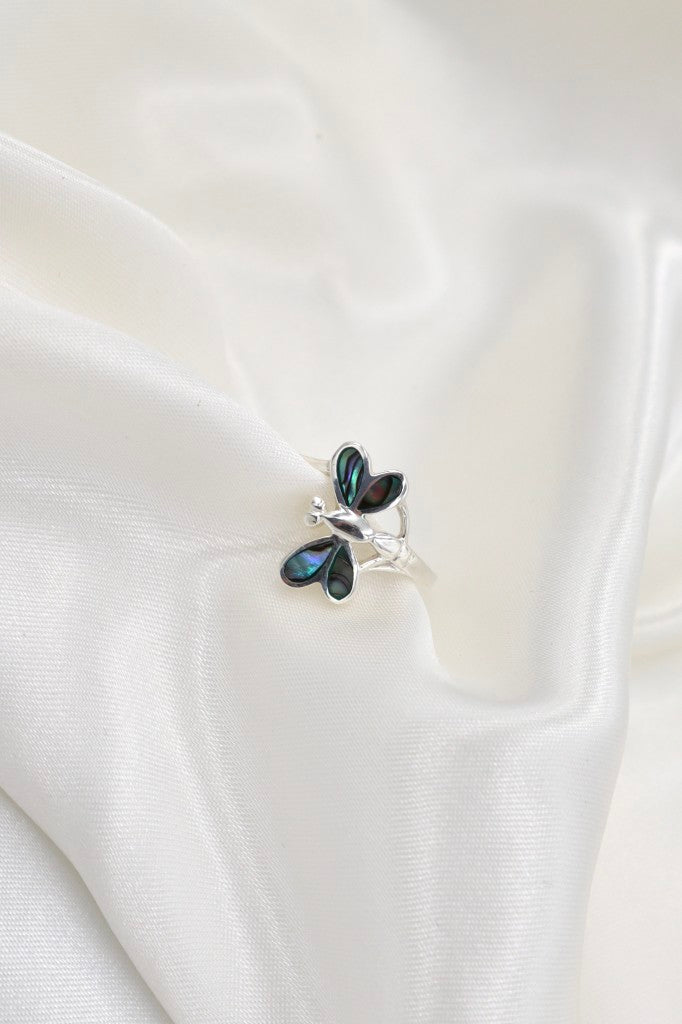 Sterling Silver Abalone Dragonfly Ring