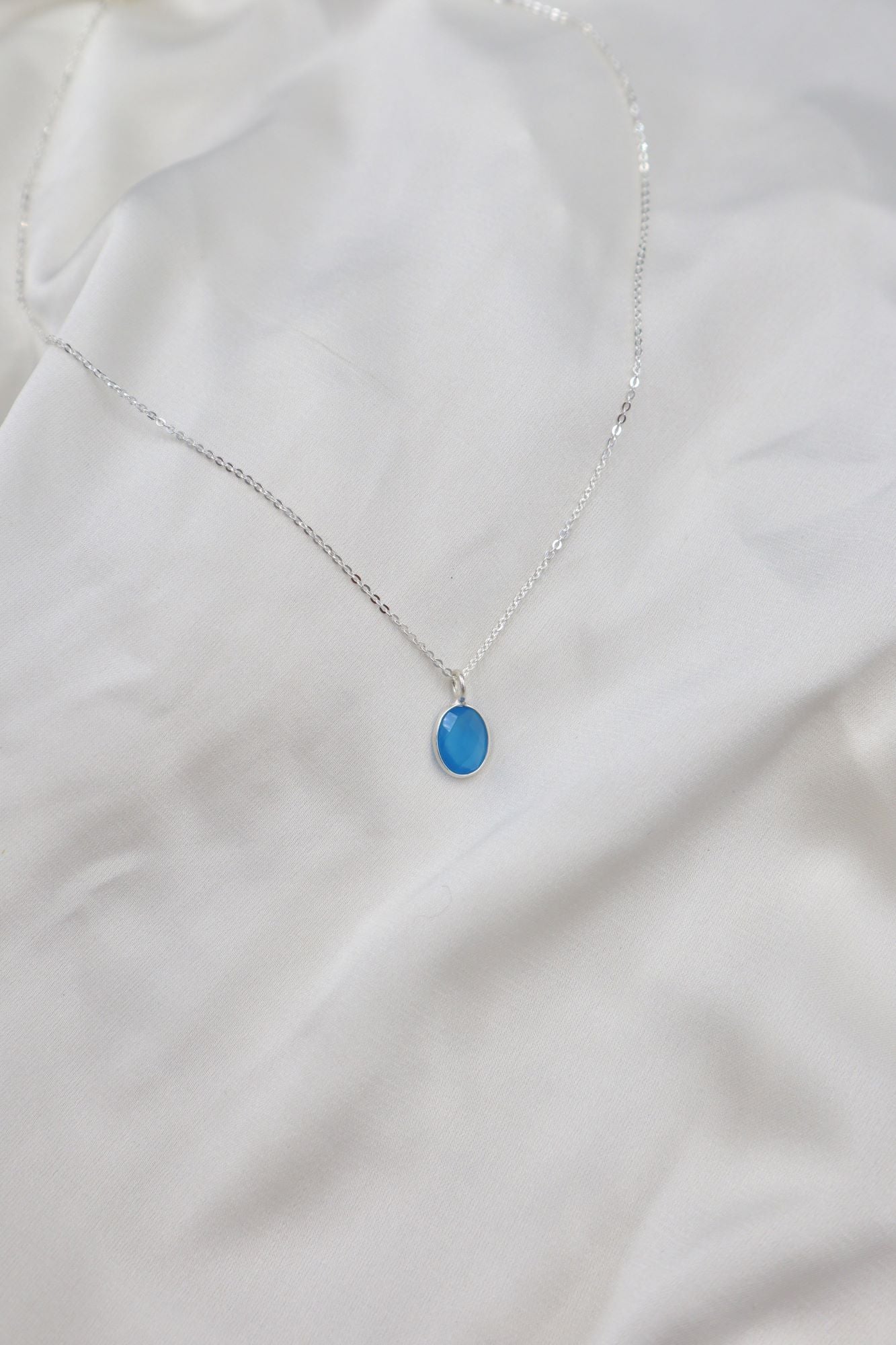 Blue Onyx Pendent on 45cm Fine Belcher Chain