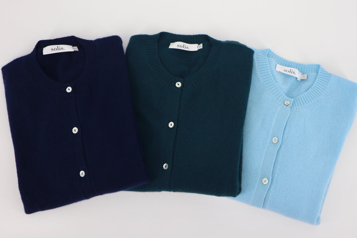 Pure Cashmere Classic Crew Cardigan in Aqua