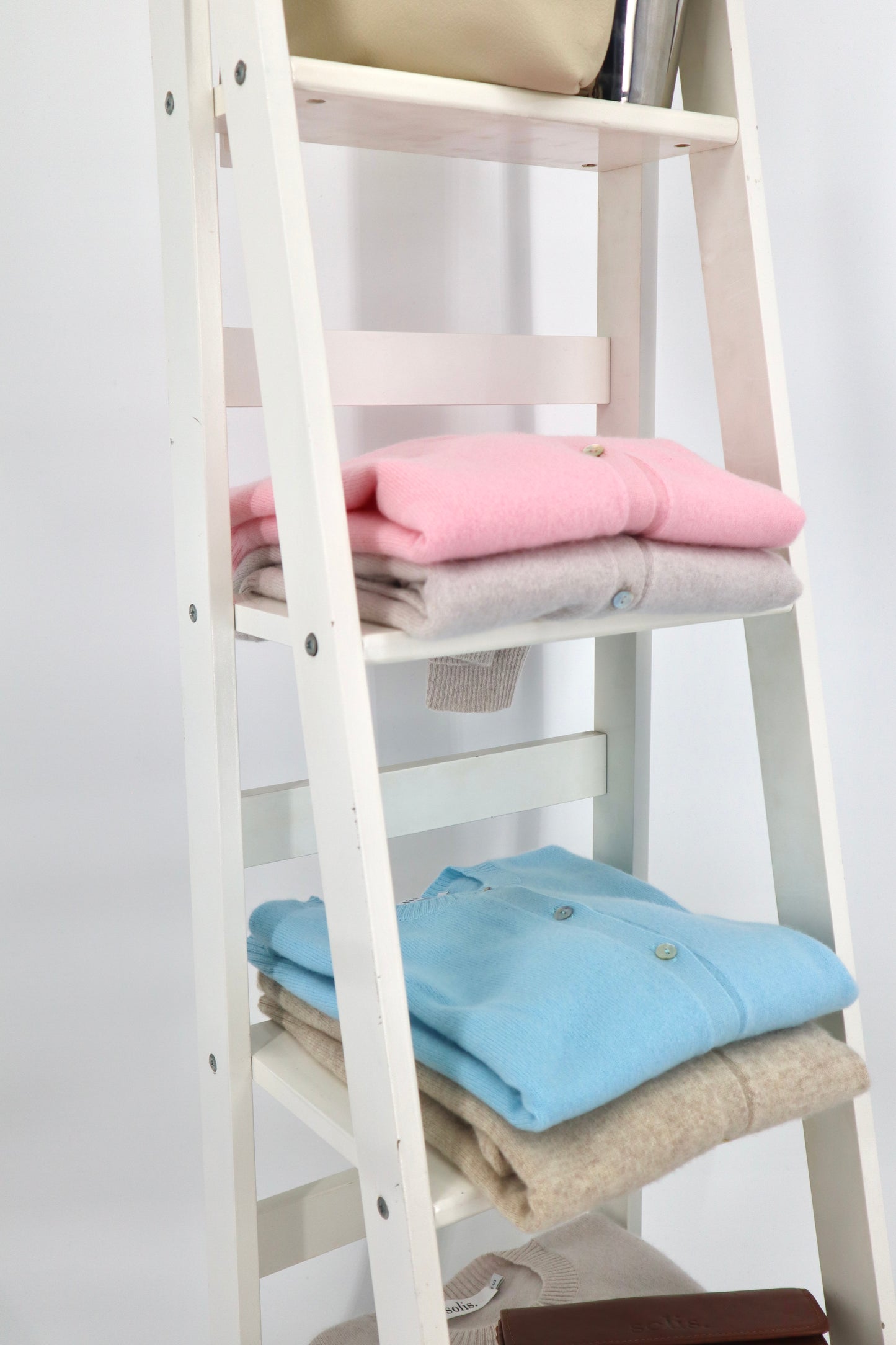 Pure Cashmere Classic Crew Cardigan in Aqua