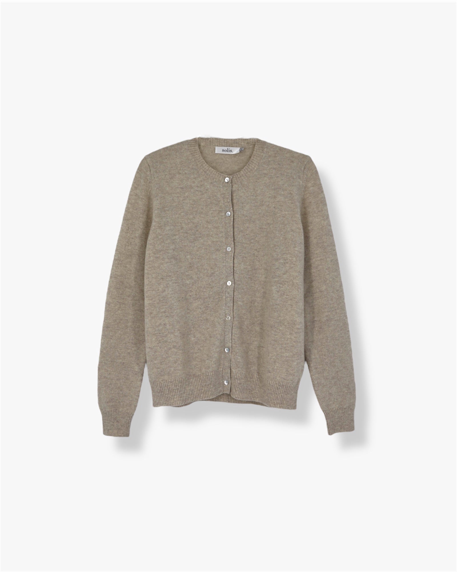 Pure Cashmere Classic Crew Cardigan in Toast