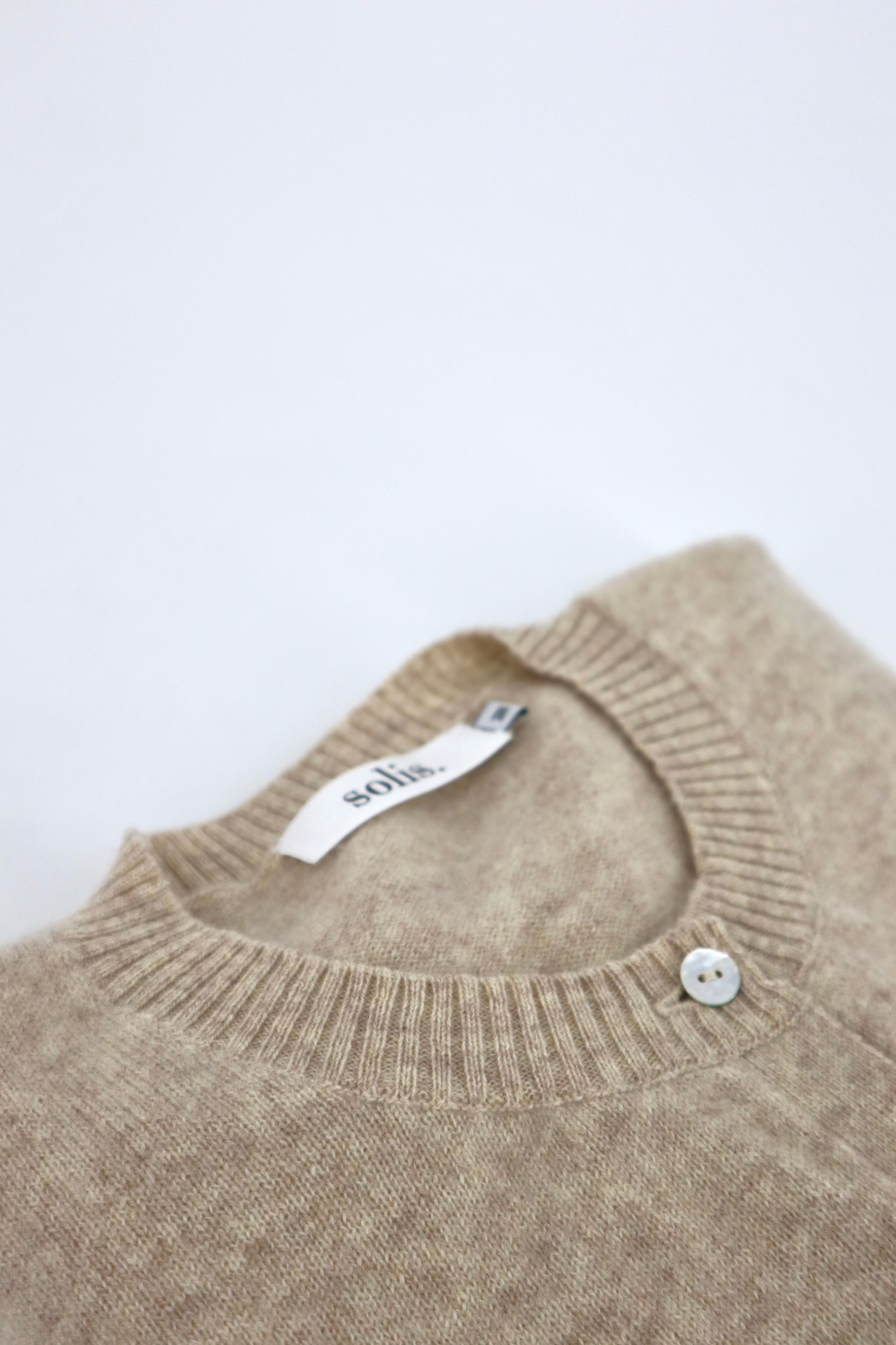 Pure Cashmere Classic Crew Cardigan in Toast