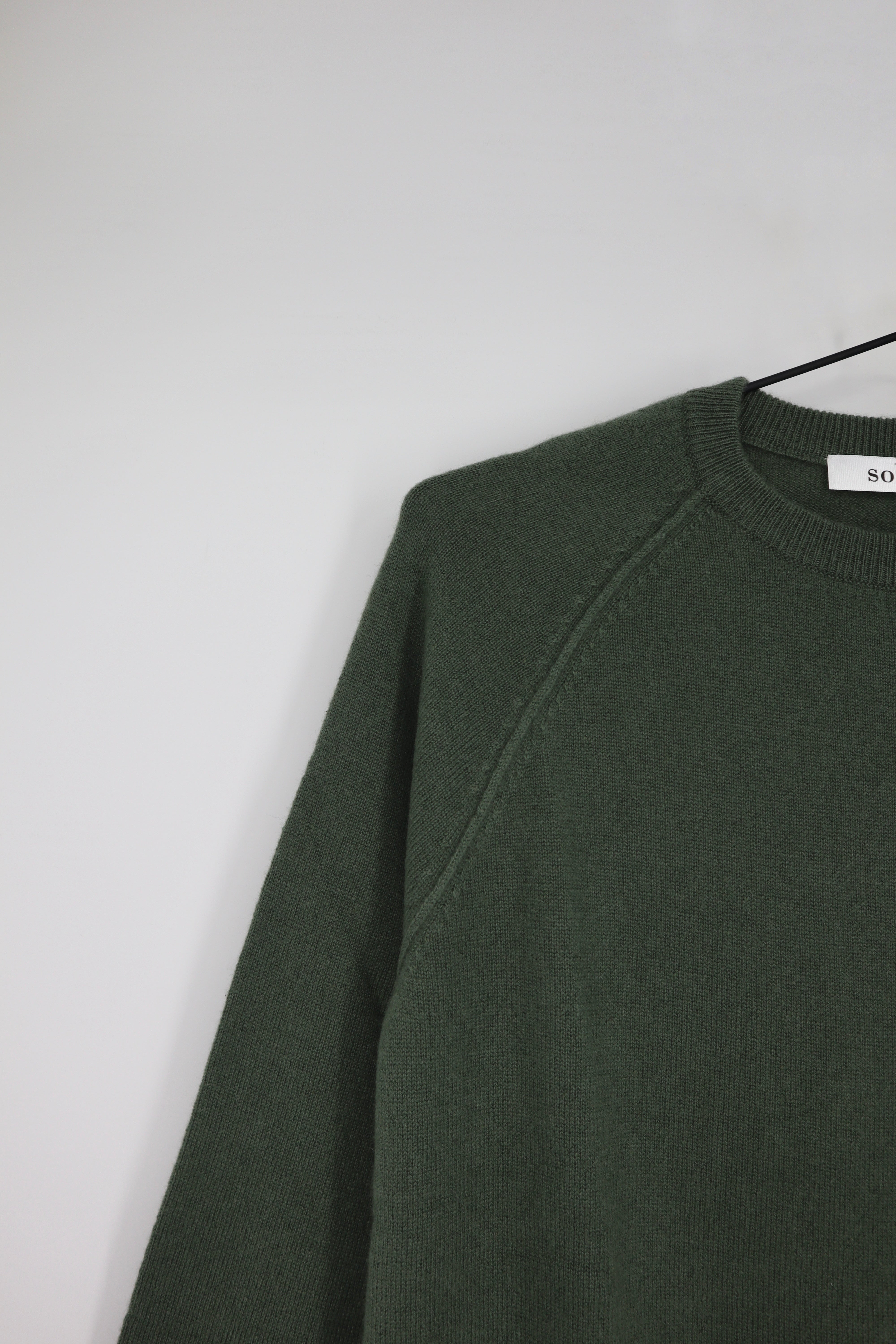 Cashmere Raglan Crew Neck Jumper in Viridian Green
