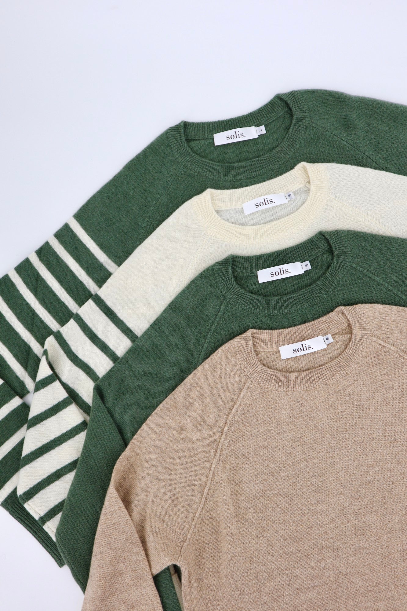 Cashmere Raglan Stripe Jumper in Viridian / Eco White