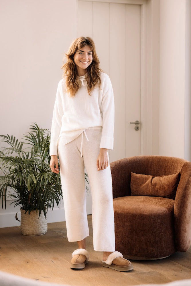 Pure Wool Lounge Pant in Cream