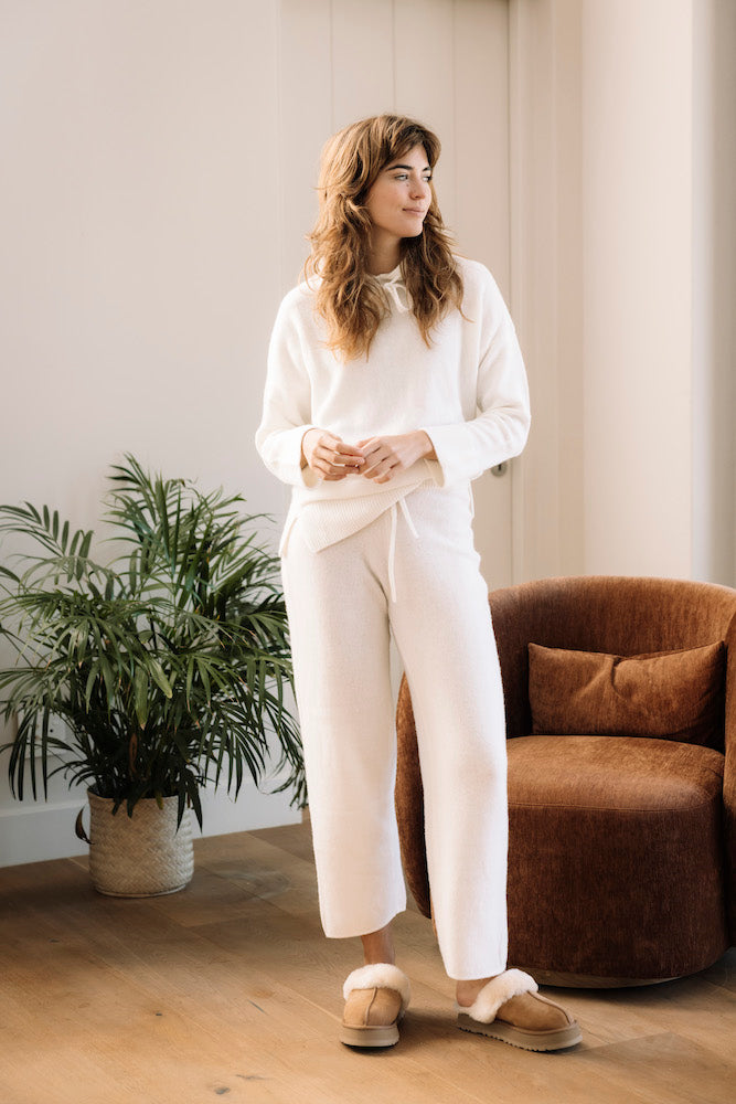 Pure Wool Lounge Pant in Cream