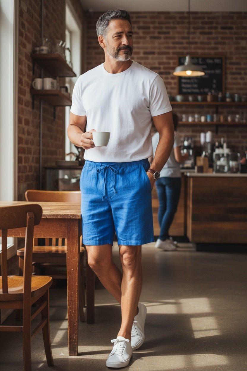 Linen Shorts in Blue
