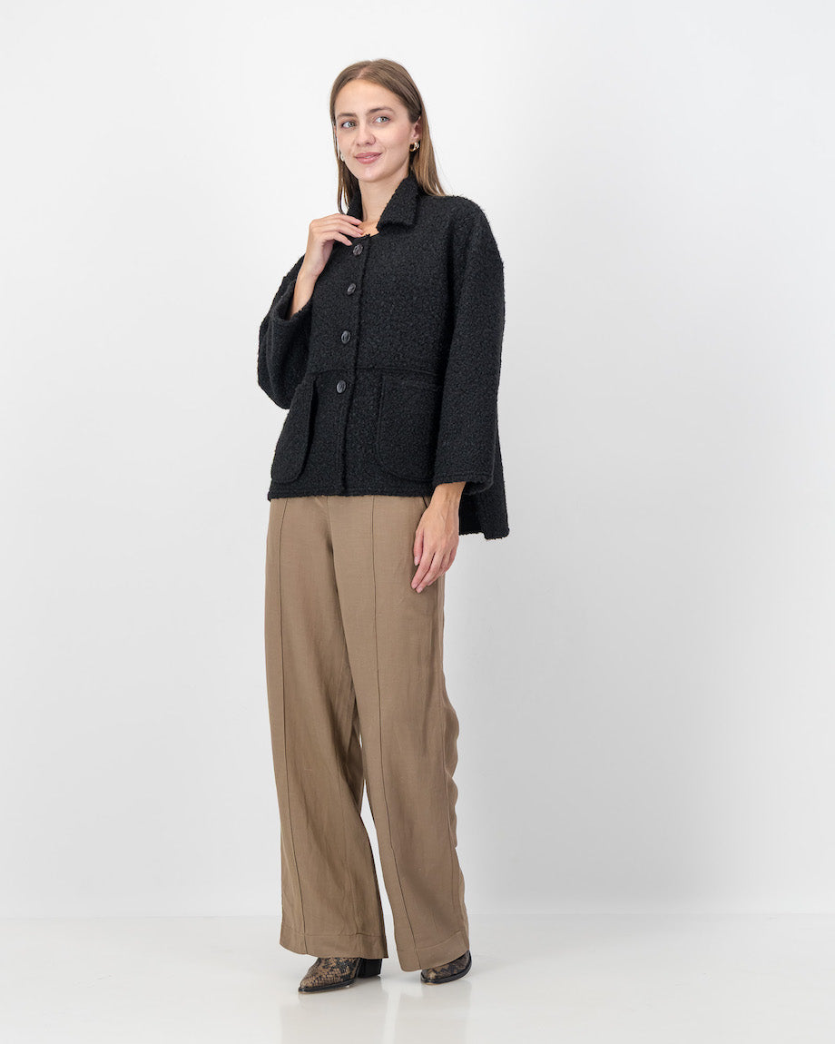Boucle Jacket with Pocket Detail in Black