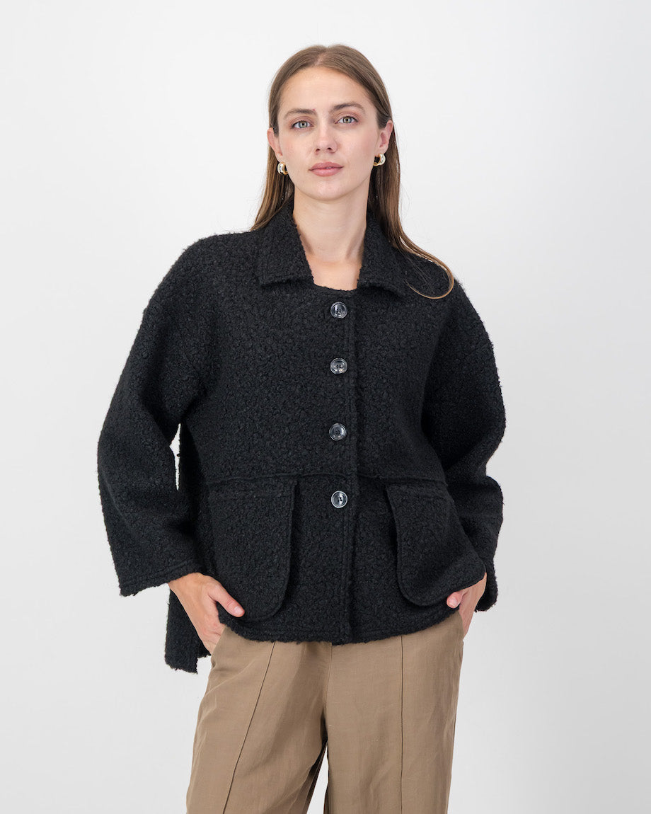 Boucle Jacket with Pocket Detail in Black