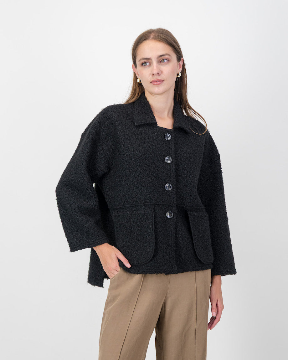 Boucle Jacket with Pocket Detail in Black
