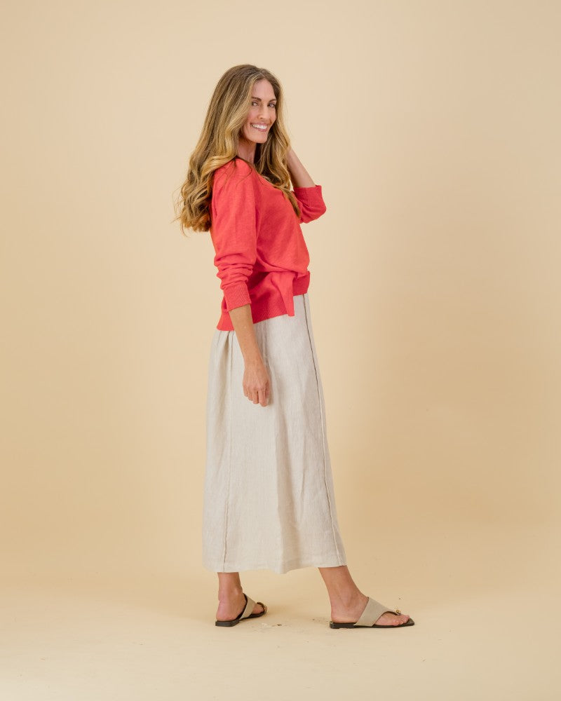 V-Neck Knit Cardi in Raspberry