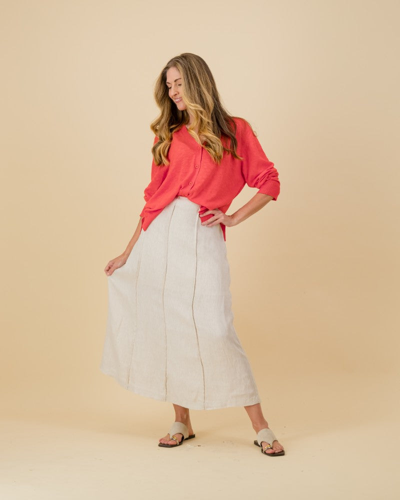 V-Neck Knit Cardi in Raspberry