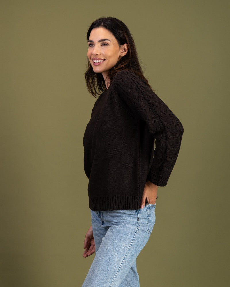 Cable Detail Knit in Mole