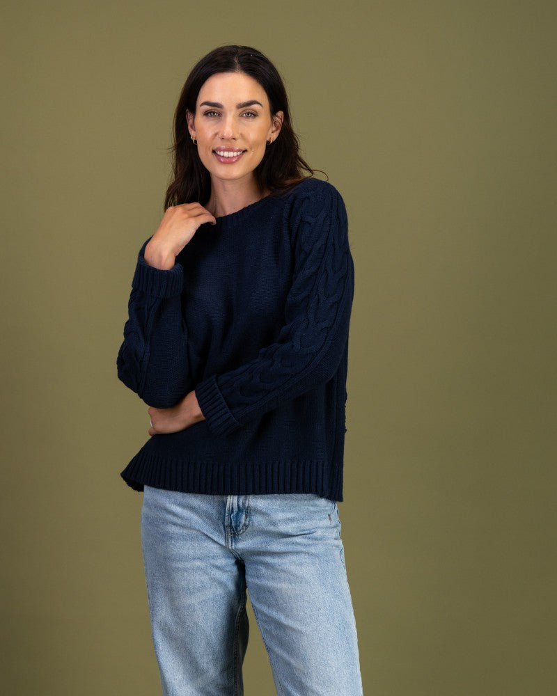 Cable Detail Knit in Navy
