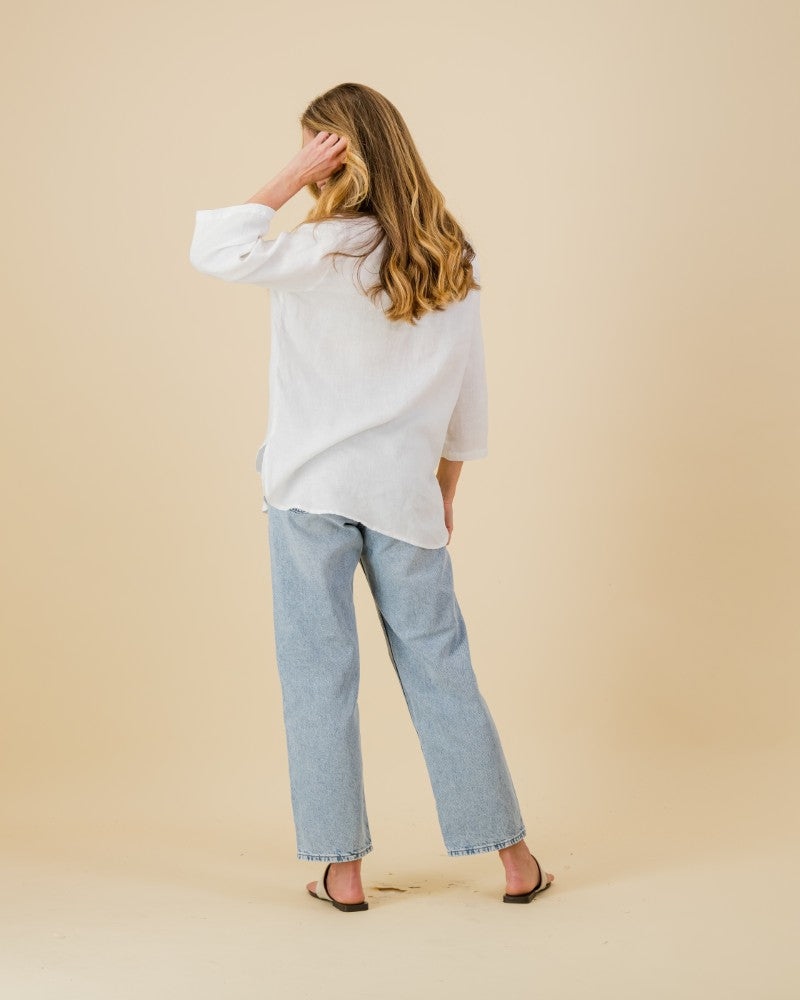 Linen Tunic Top in White