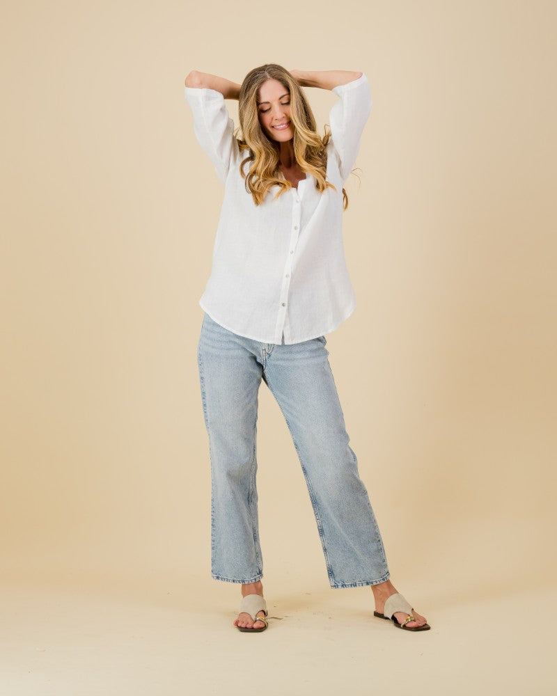 Linen Tunic Top in White