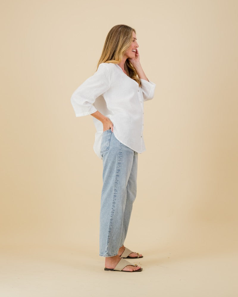Linen Tunic Top in White