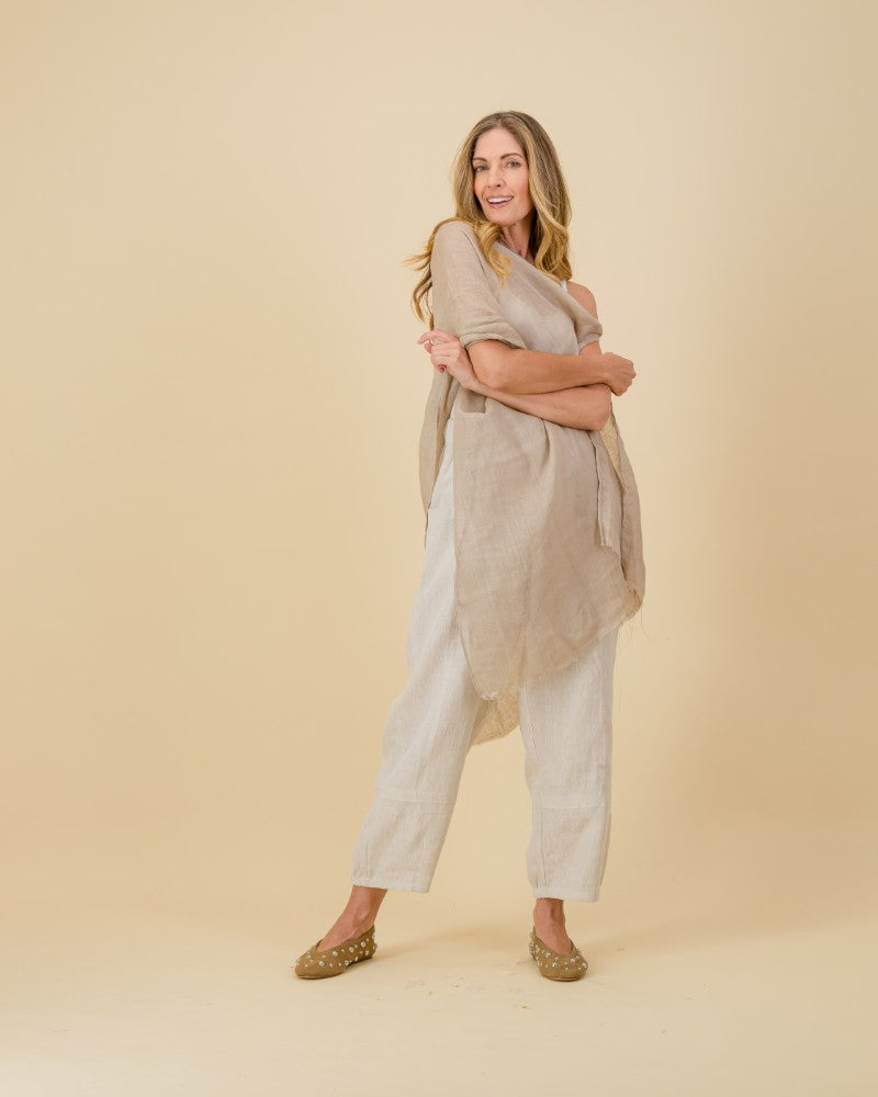 Linen Poncho in Natural