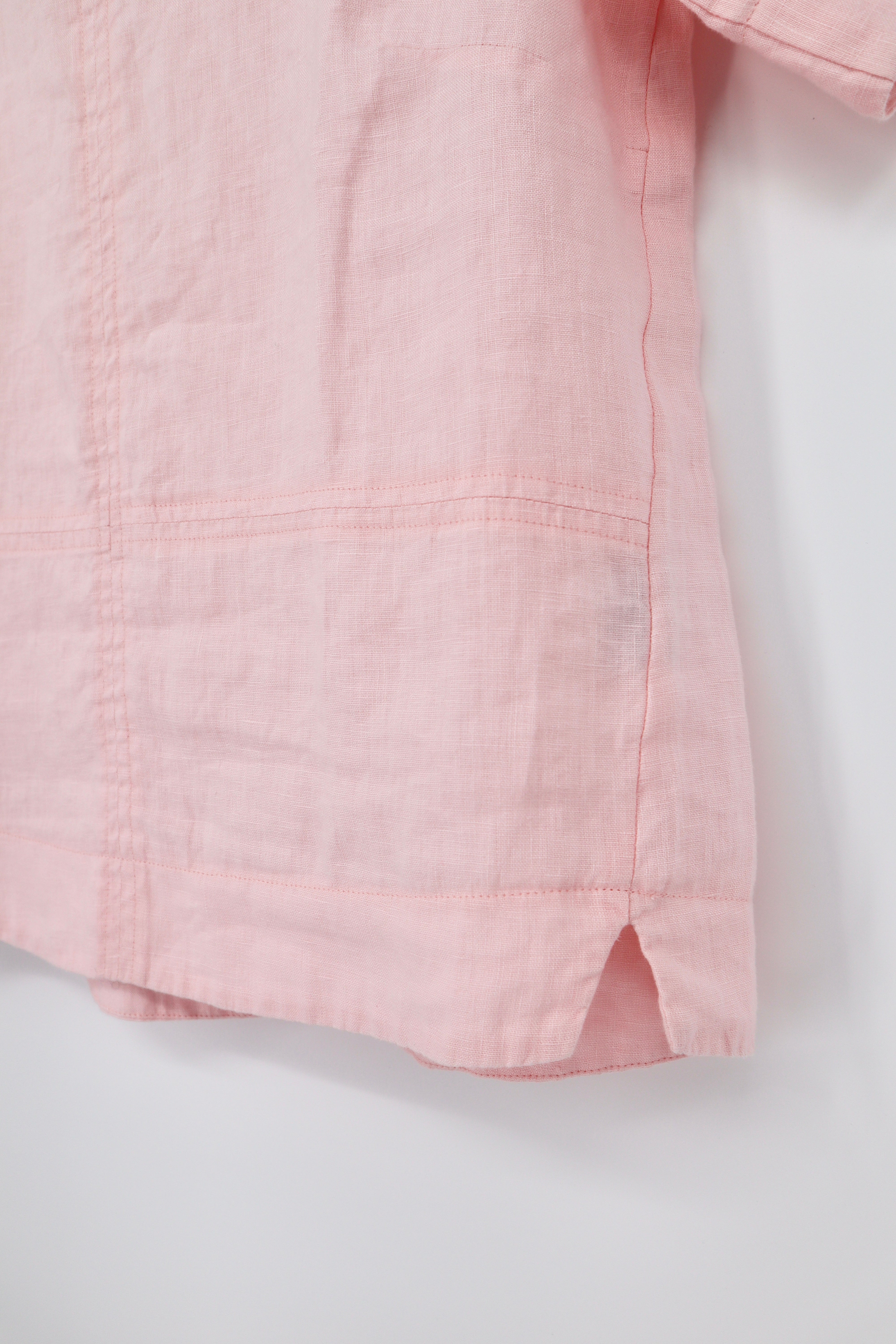 Round Neck Linen Tunic Top in Light Pink