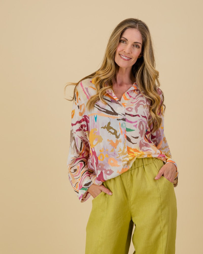 Printed Shirt in Multi Swirl
