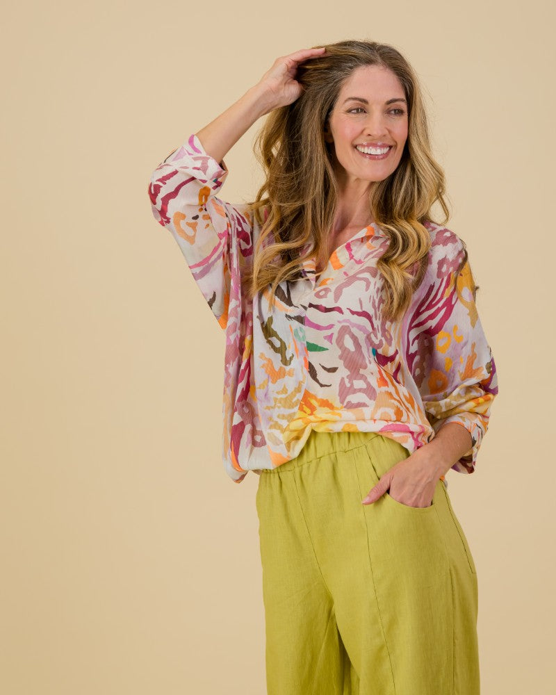 Printed Shirt in Multi Swirl