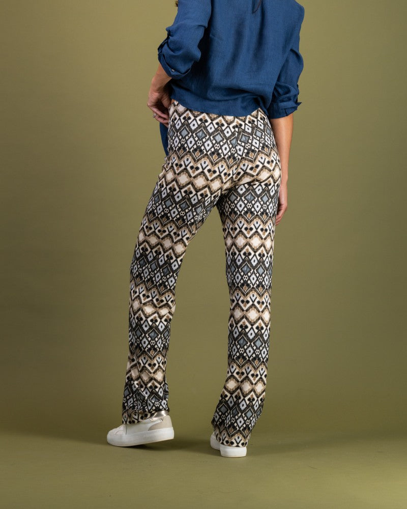 Wide Leg Print Pant in Earthy Geo