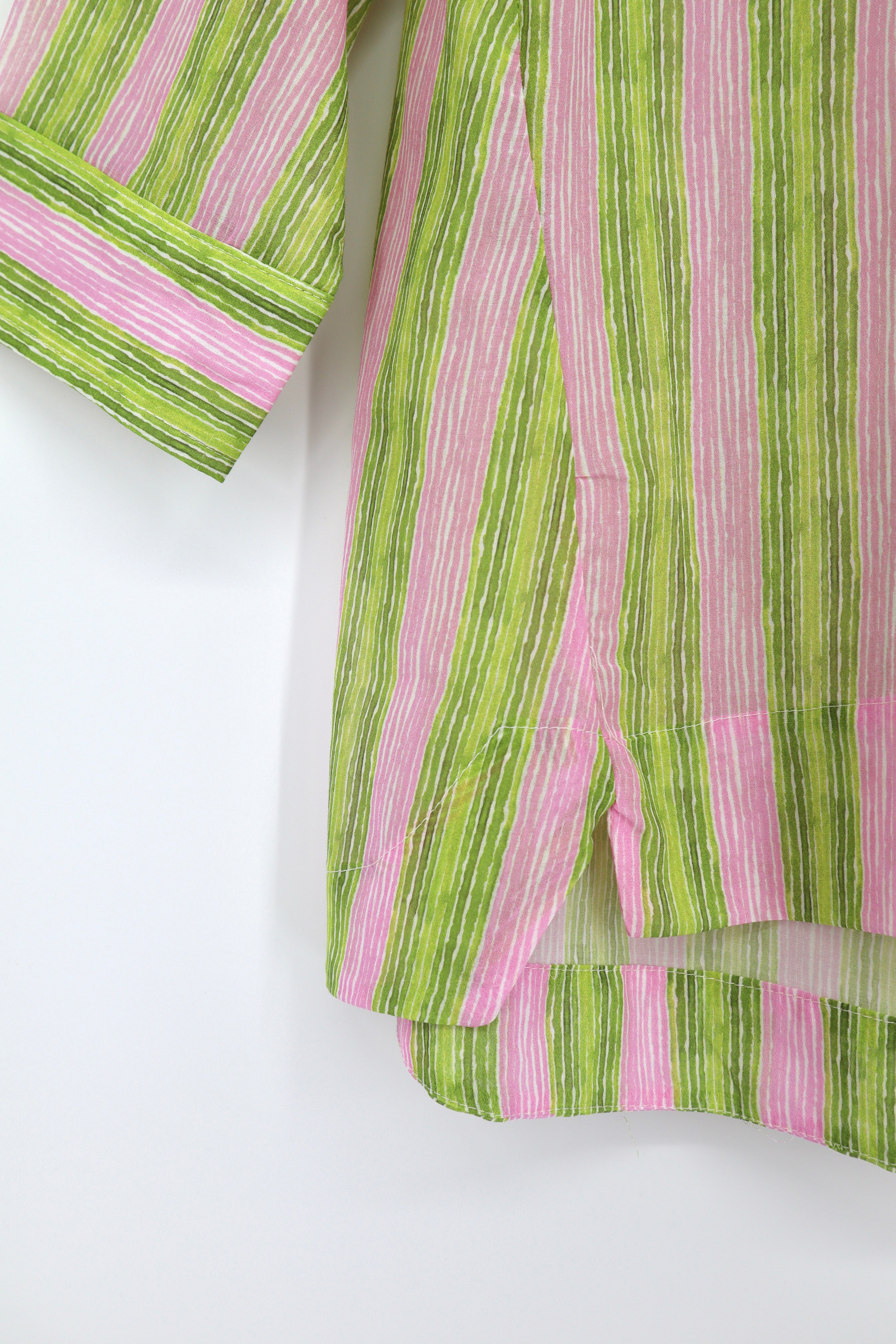 Green & Pink Striped Shirt