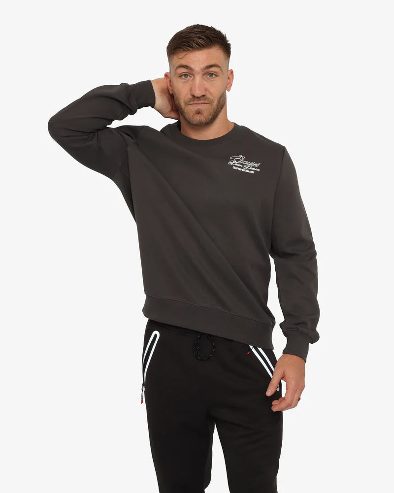 Asher Crew Neck Sweat Top in Anthracite