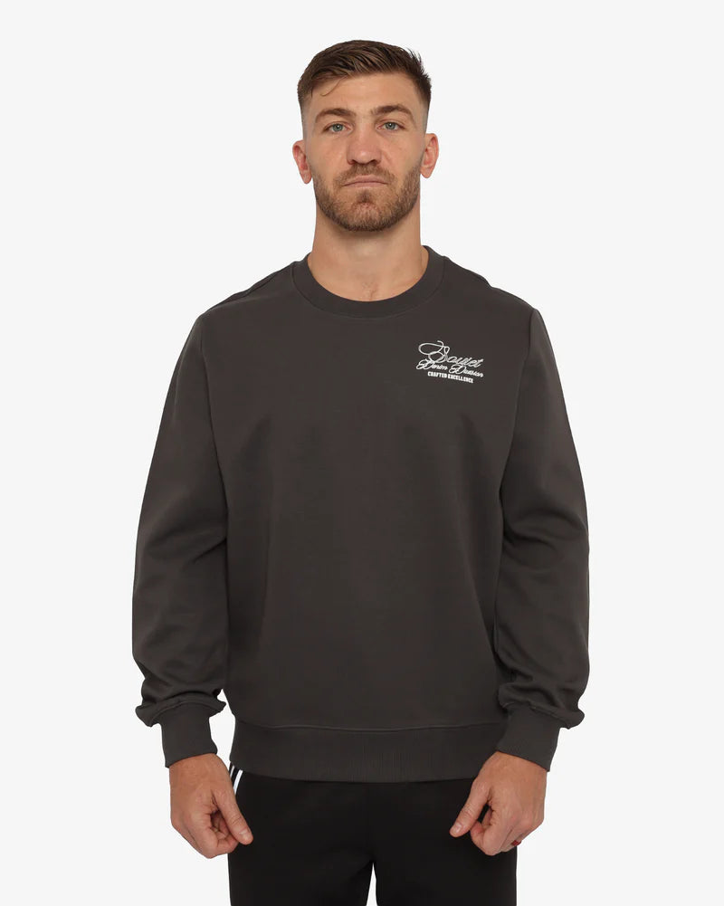 Asher Crew Neck Sweat Top in Anthracite