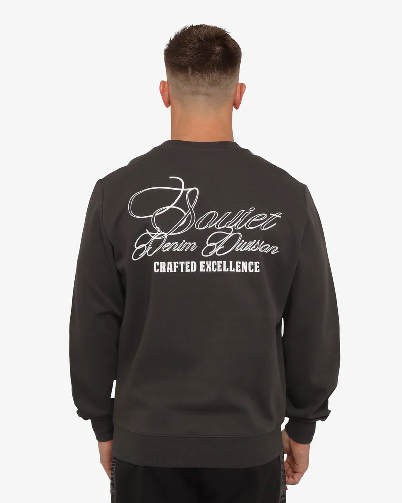 Asher Crew Neck Sweat Top in Anthracite
