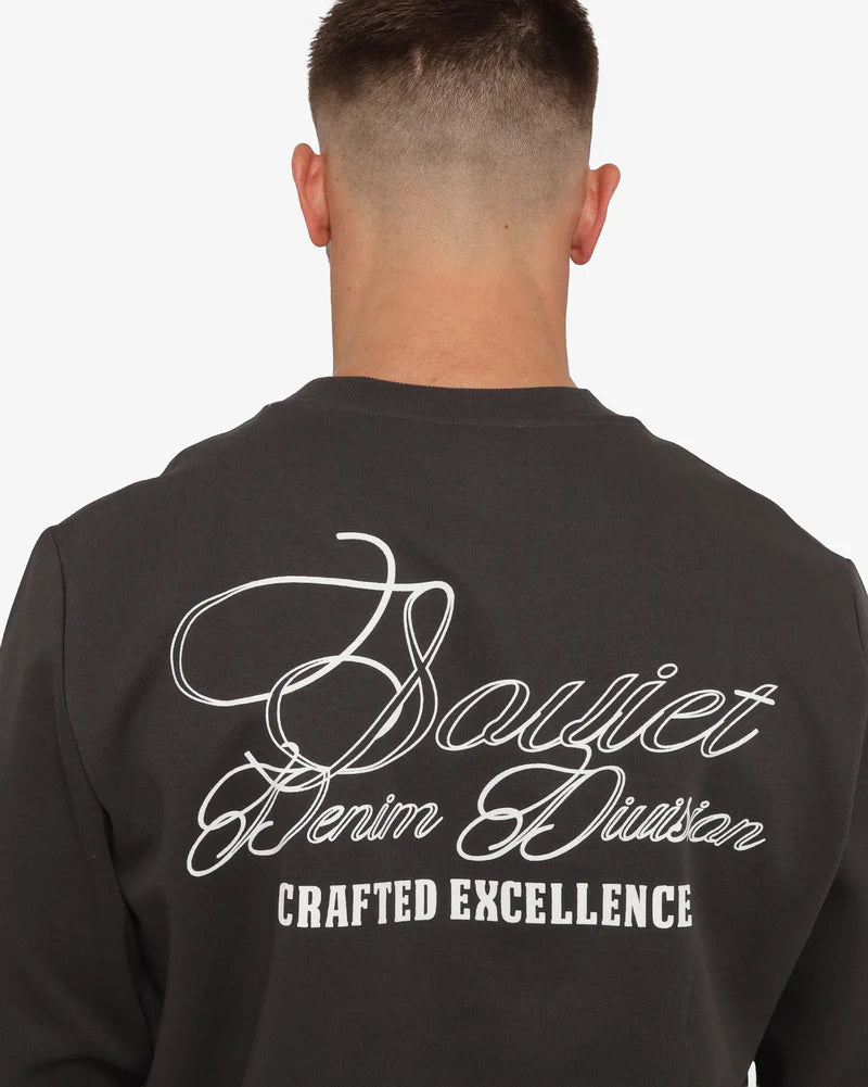 Asher Crew Neck Sweat Top in Anthracite