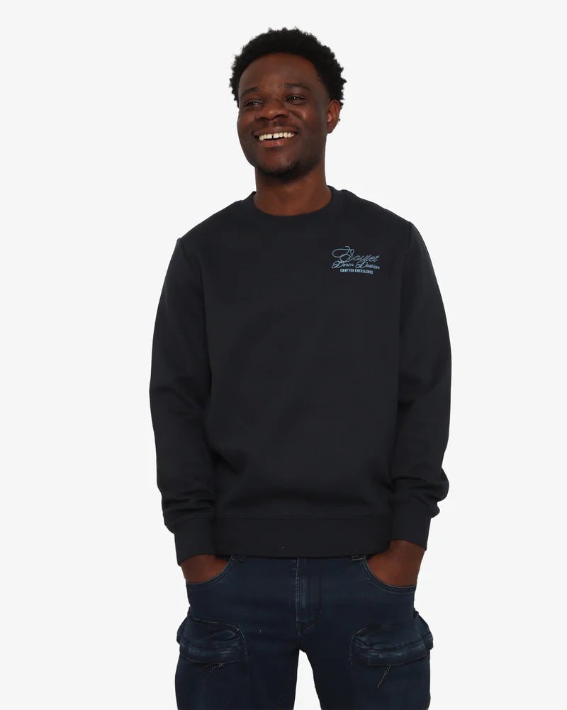 Asher Crew Neck Sweat Top in Navy