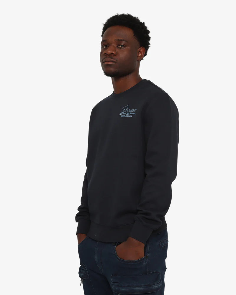 Asher Crew Neck Sweat Top in Navy