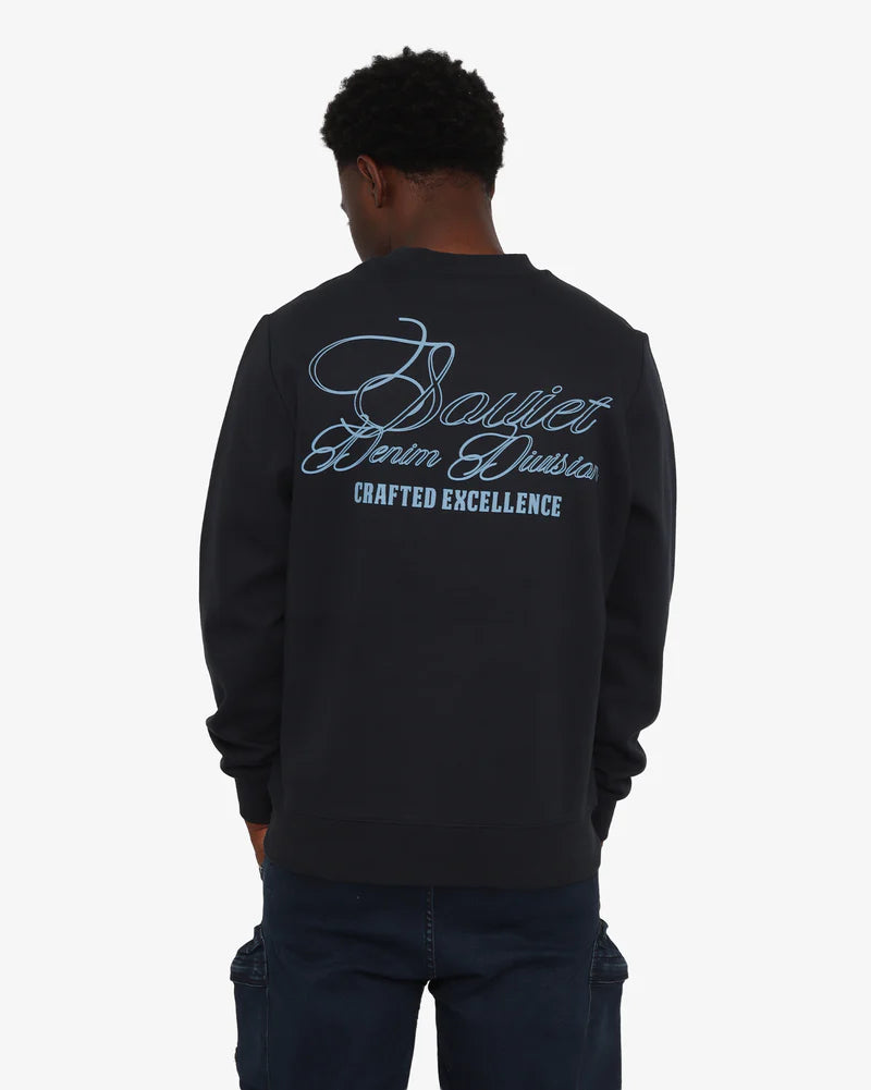 Asher Crew Neck Sweat Top in Navy